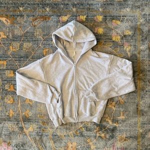 Skims cotton fleece zip up hoodie size small light heather grey